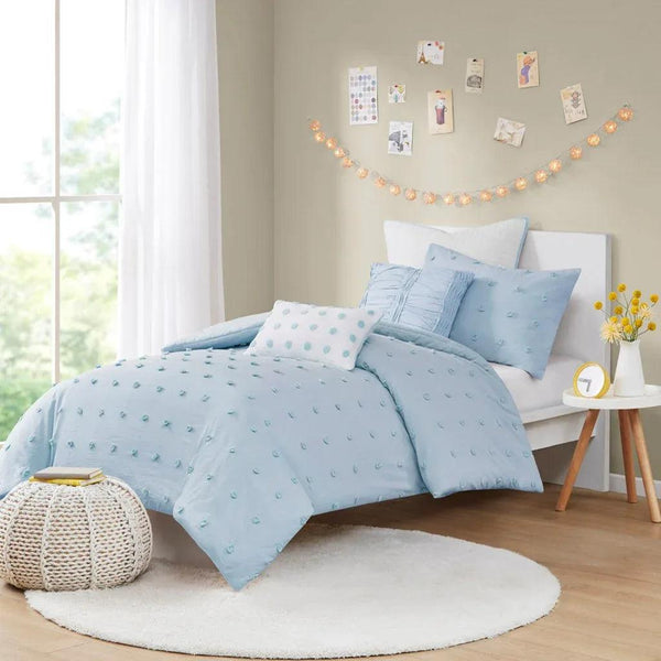 Brooklyn Cotton Jacquard Comforter Set with Euro Shams and Throw Pillows - Gifts for You 'n Me