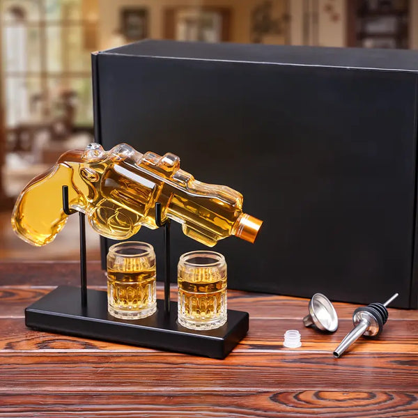 Classic Revolver Whiskey Decanter Set