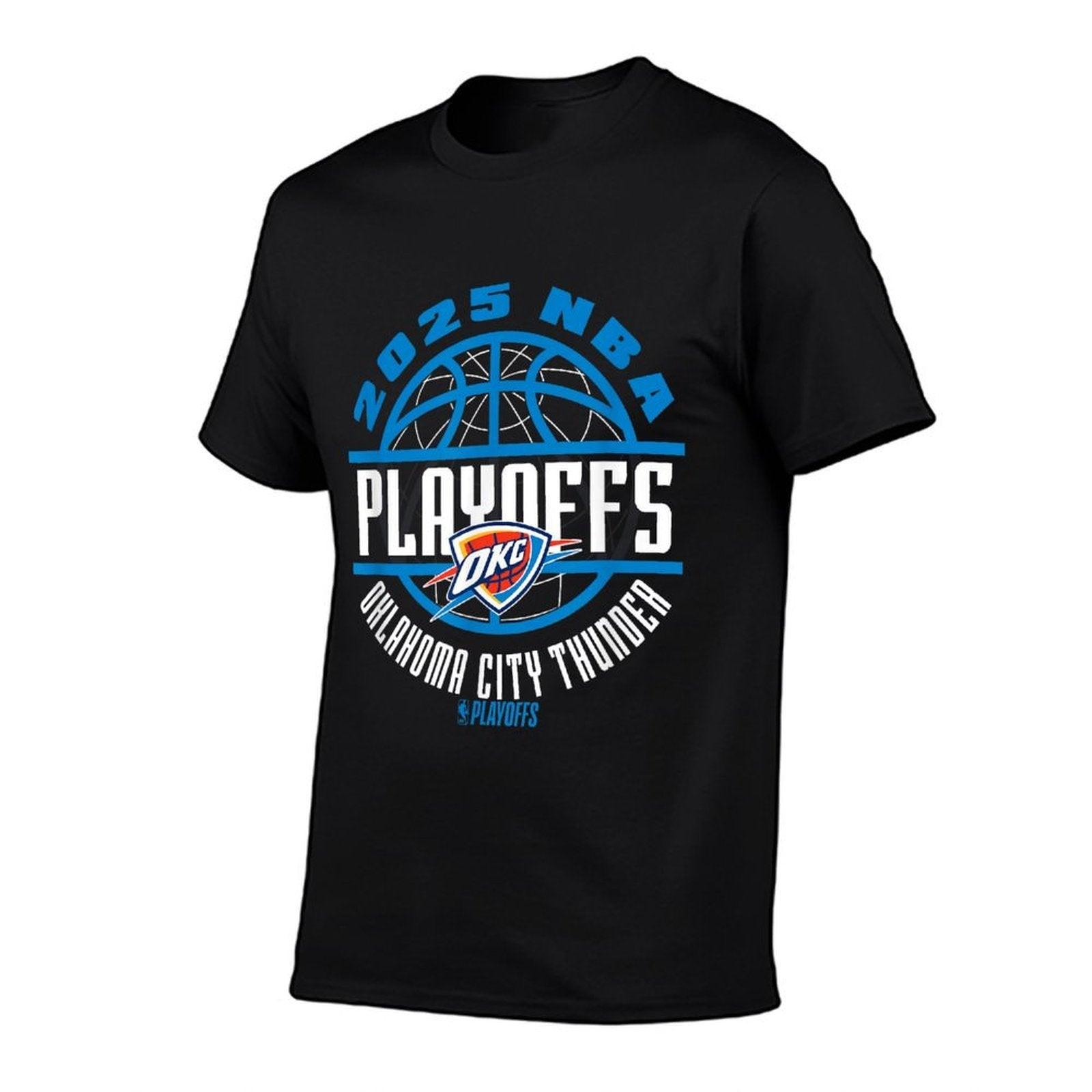 NBA Official Oklahoma City Thunder 2025 Playoffs Game Time  Ribbed Collar T-Shirt