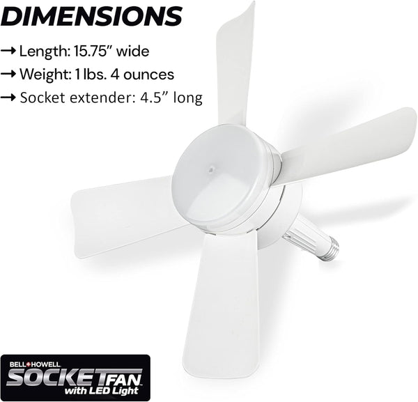 Bell+Howell Socket Breeze Modern Ceiling Fans with LED Lights, 10
