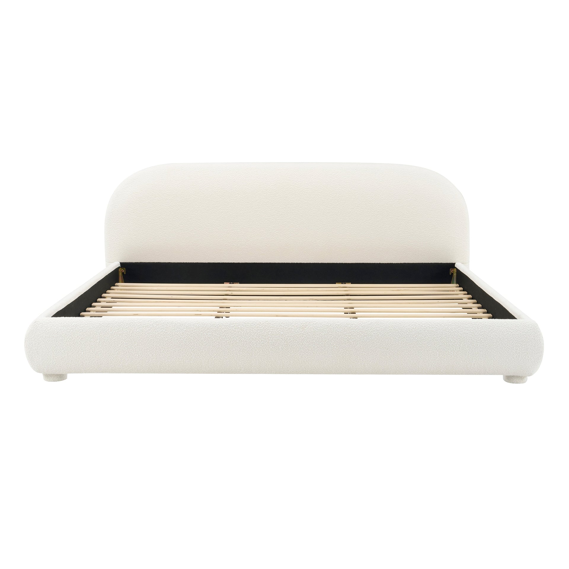 Cream Style Fabric Upholstered King Bed