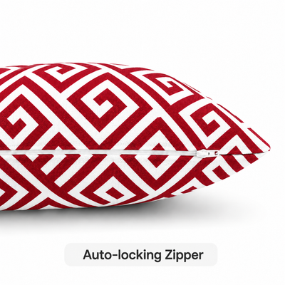 Red Greek Key Outdoor Pillow Covers (Set of 2)