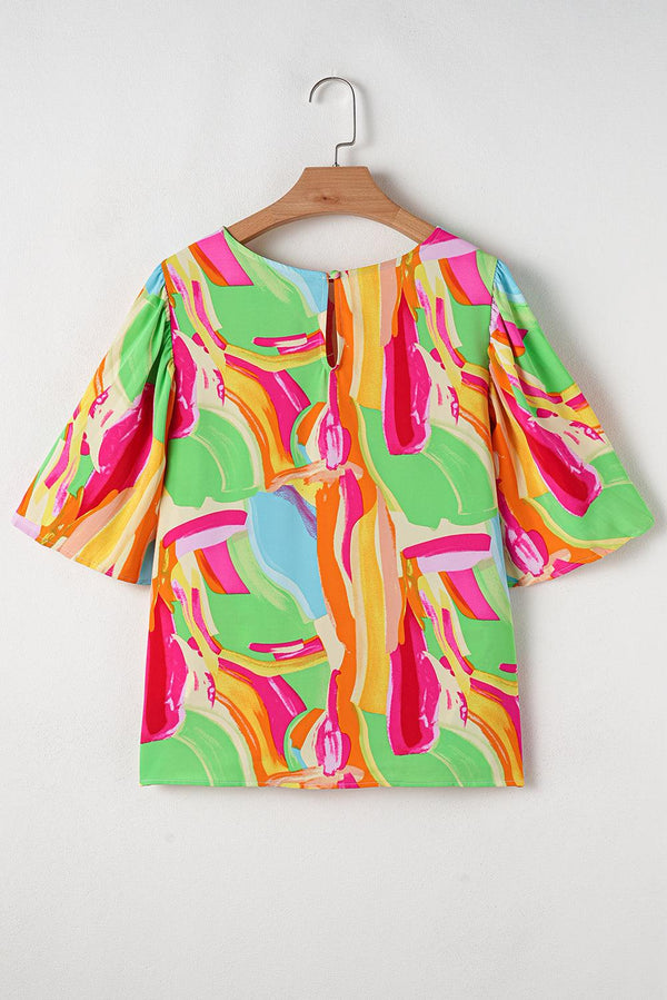 Angel Abstract Half Sleeve Blouse