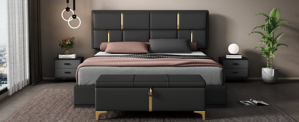 2-Pieces Bedroom Sets, Queen Size Upholstered Platform Bed with Hydraulic Storage System BLAKHOM