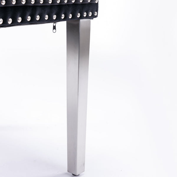 Nikki Collection Modern Tufted Solid Wood Velvet Upholstered Dining Chair with Chrome Legs