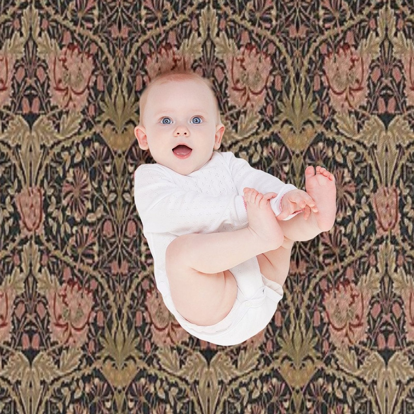 Honeysuckle Trellis Rich Black William Morris Pattern Gift-ready Throw Blanket