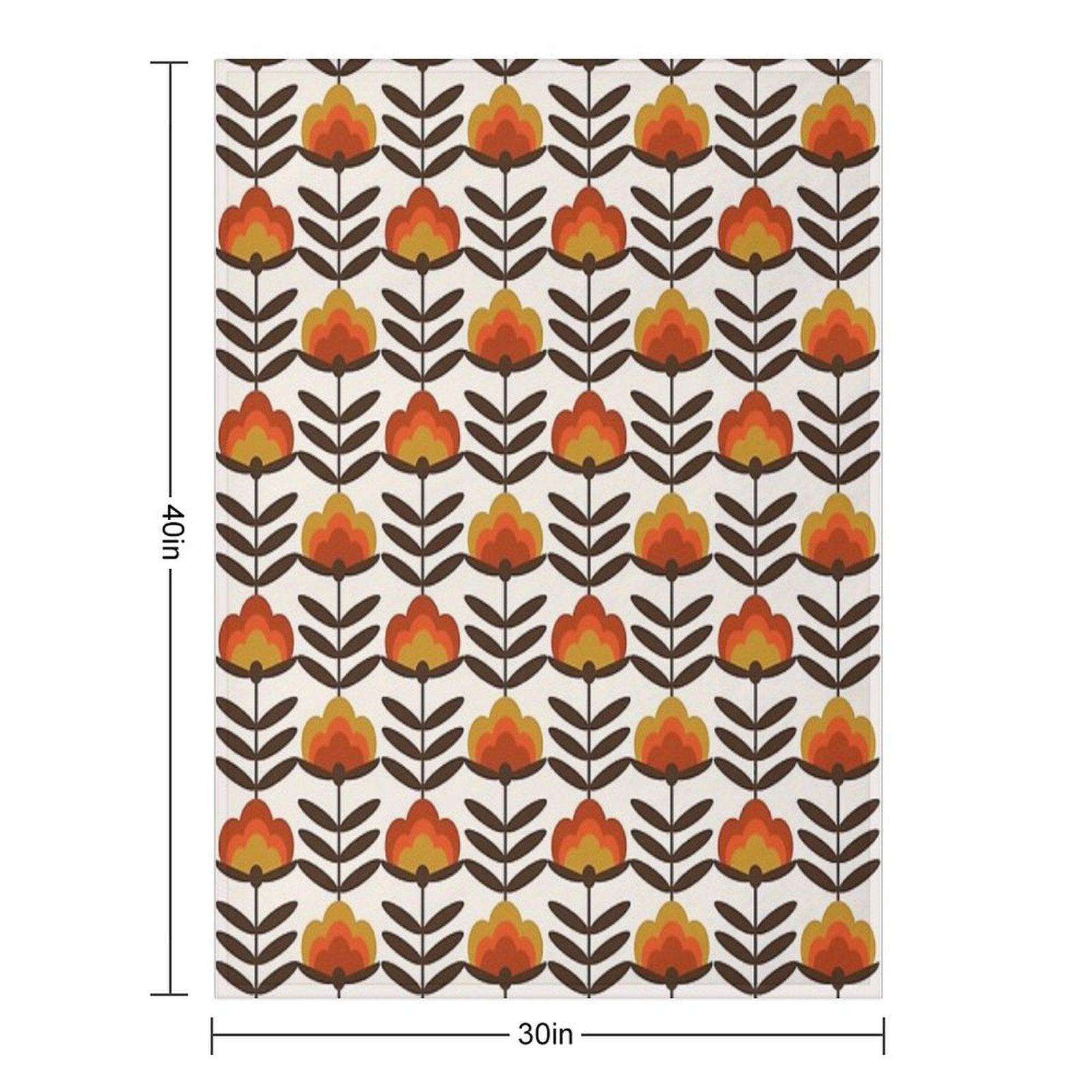 Boogie - Retro Florals Minimal Trendy 70s Style Throwback Flower Pattern Throw Blanket