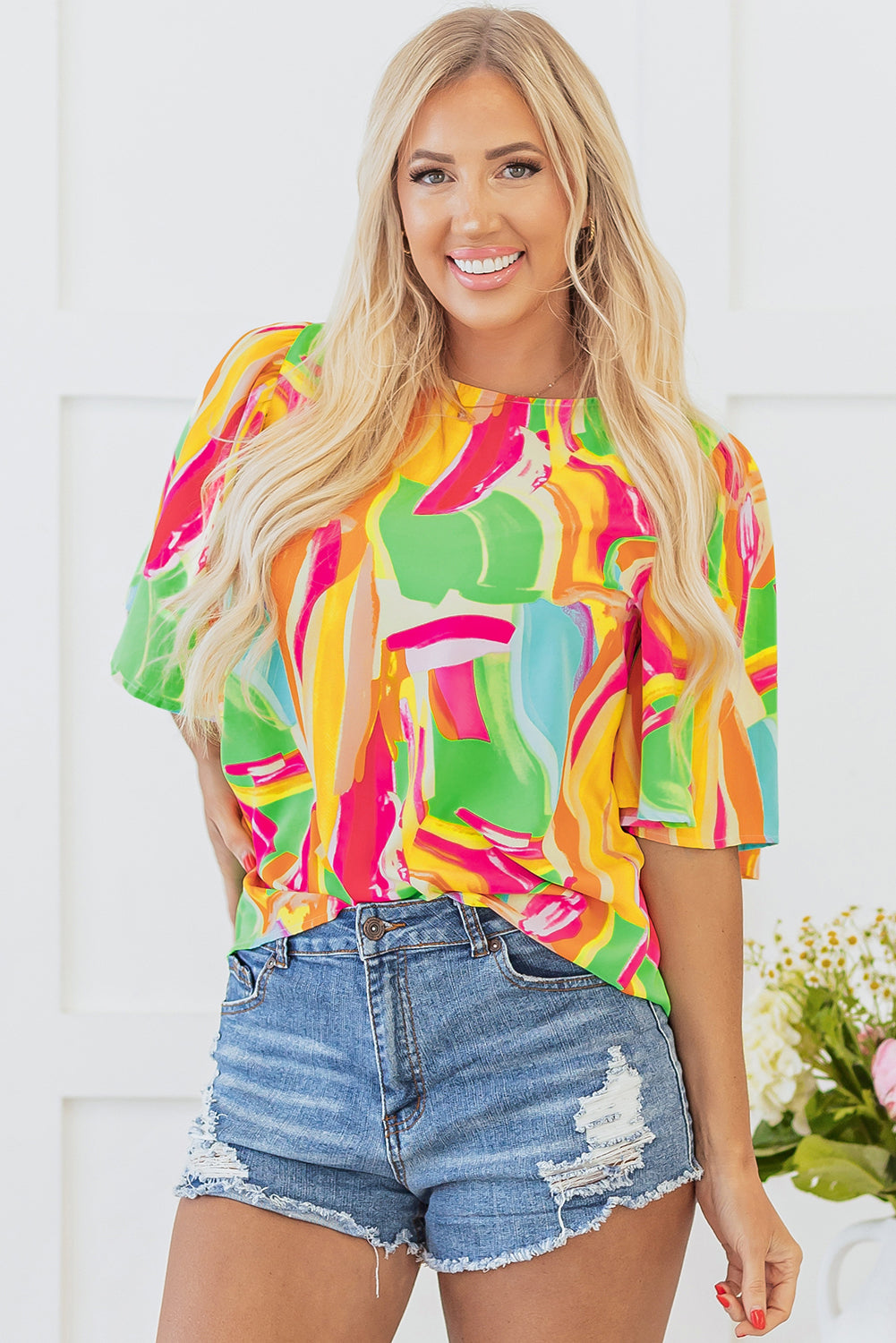 Angel Abstract Half Sleeve Blouse