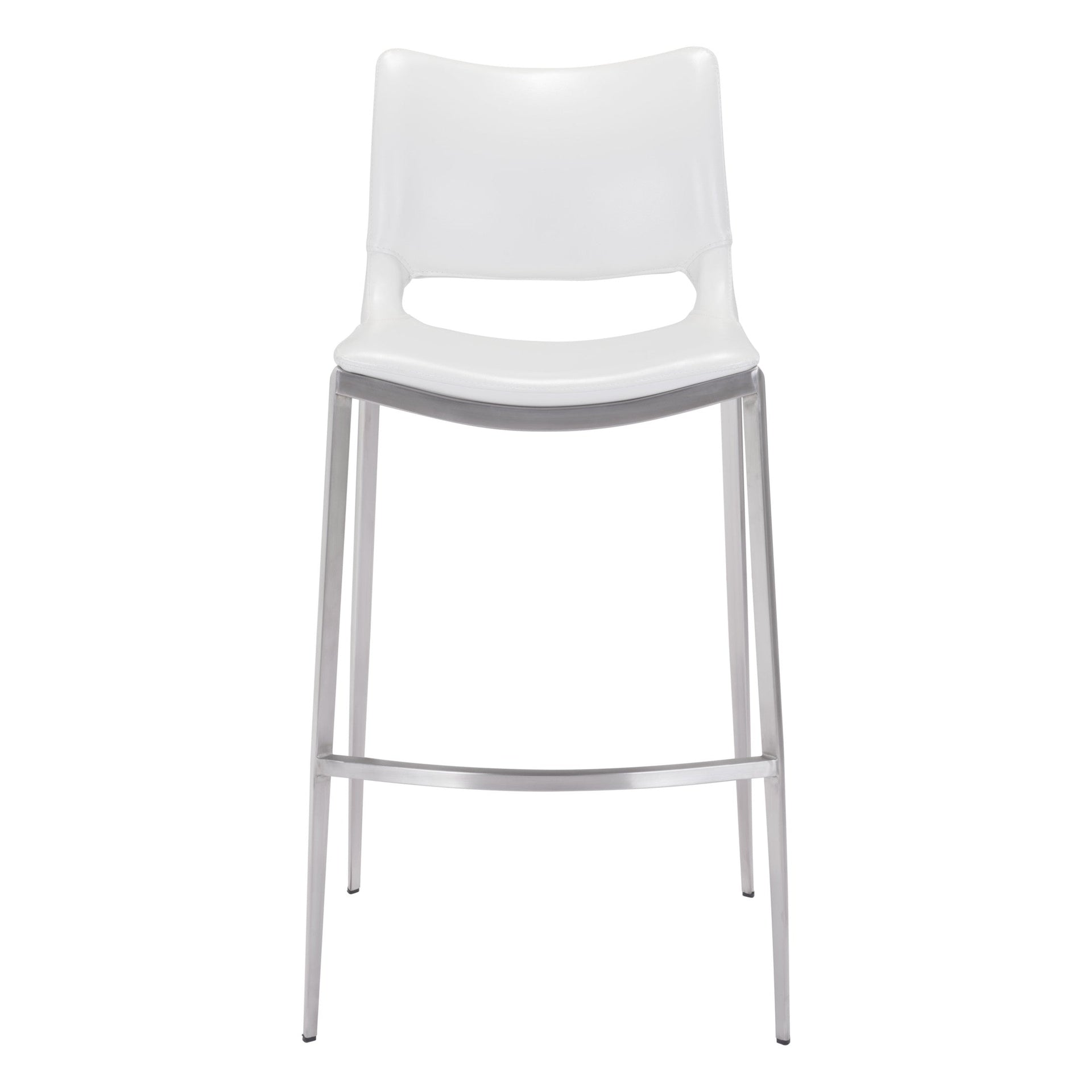 Ace Barstool (Set of 2) White & Silver