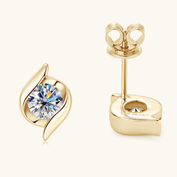 1 Carat Diamond Stud Gold Earrings