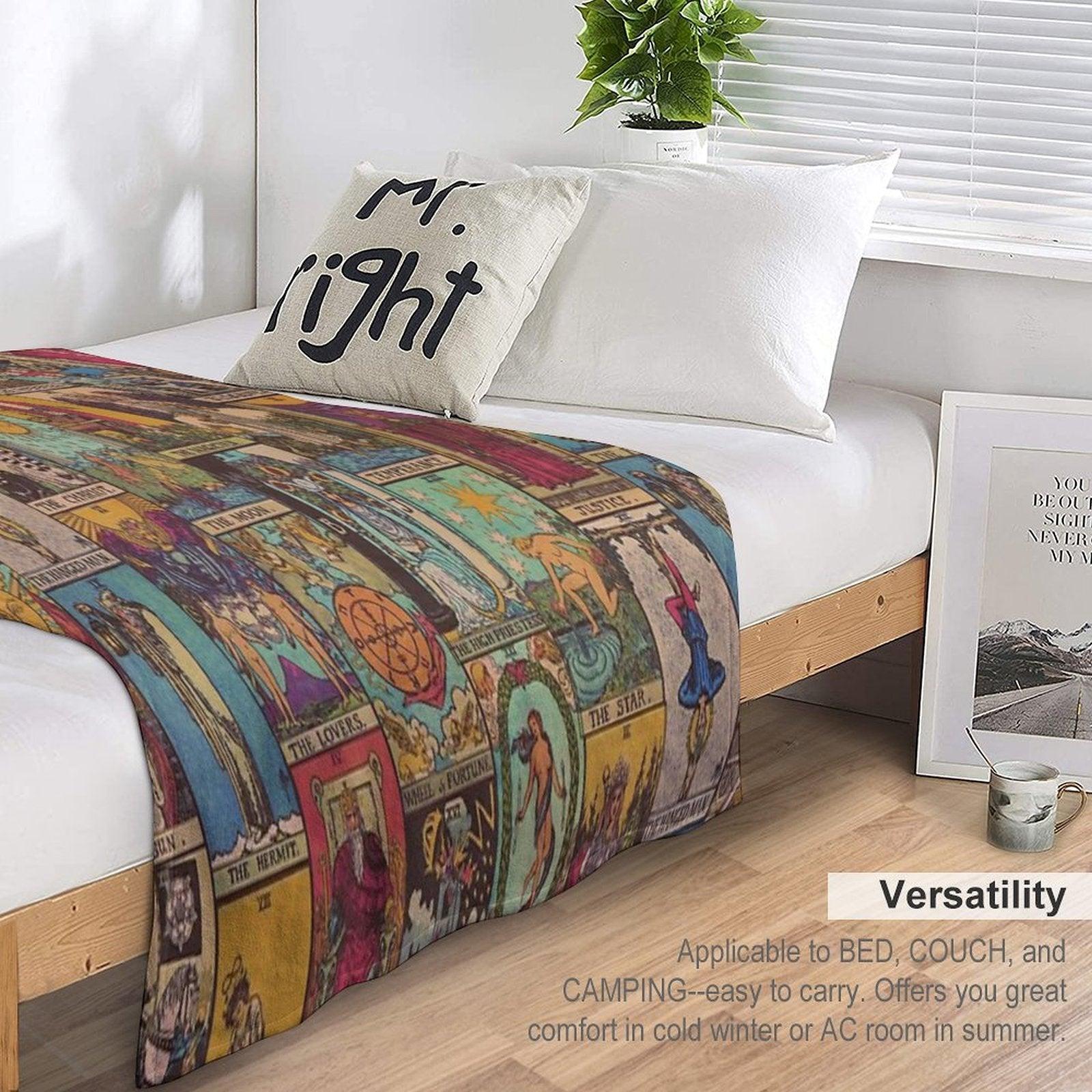 The Major Arcana of Tarot Vintage Patchwork Throw Blanket