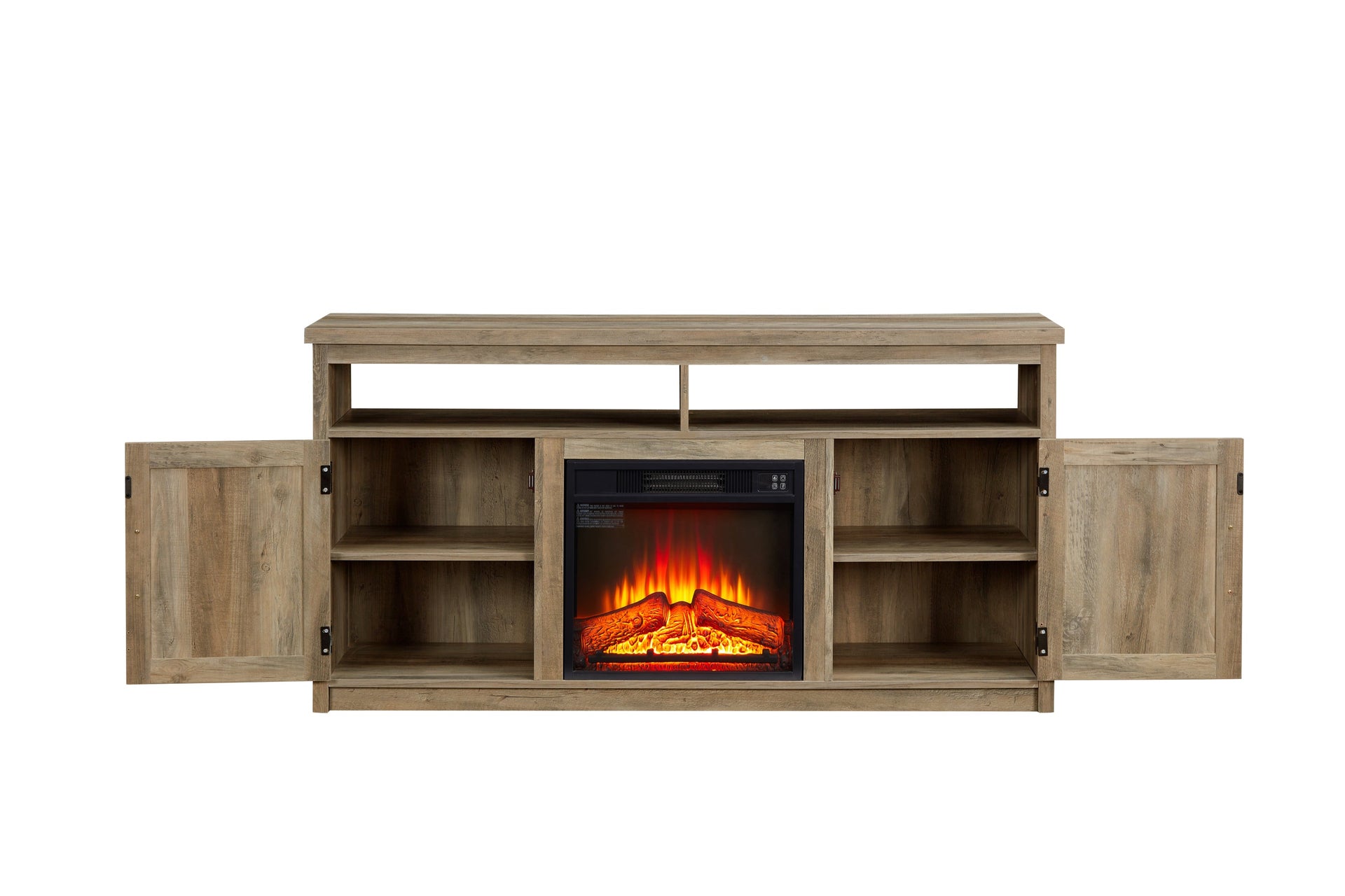 Farmhouse TV Media Stand, Large Barn Inspired Home Entertainment Console, with 18' Fireplace