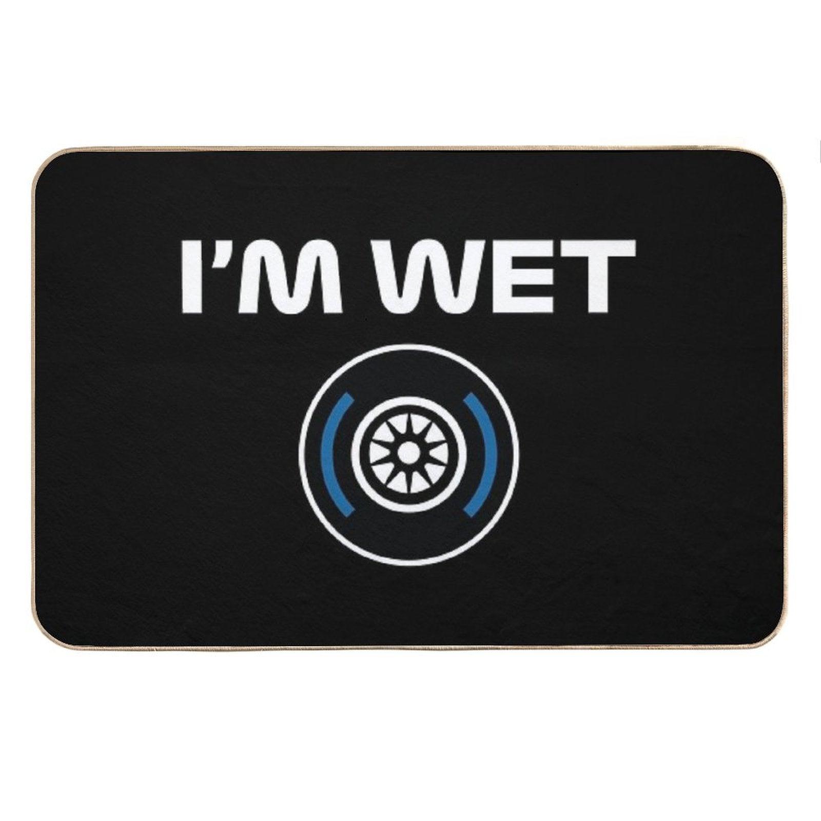 Funny Design I'm Wet (Wet Tyre Design - WhiteBlack BG) Bath Mat