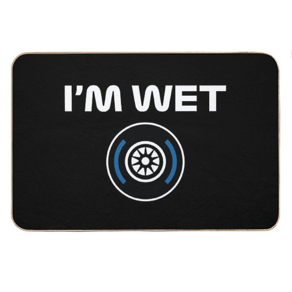 Funny Design I'm Wet (Wet Tyre Design - WhiteBlack BG) Bath Mat