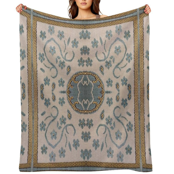 Arabian Rug Print Travel-friendly Throw Blanket
