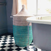 Large Two-Tone Basket - Turquoise + White