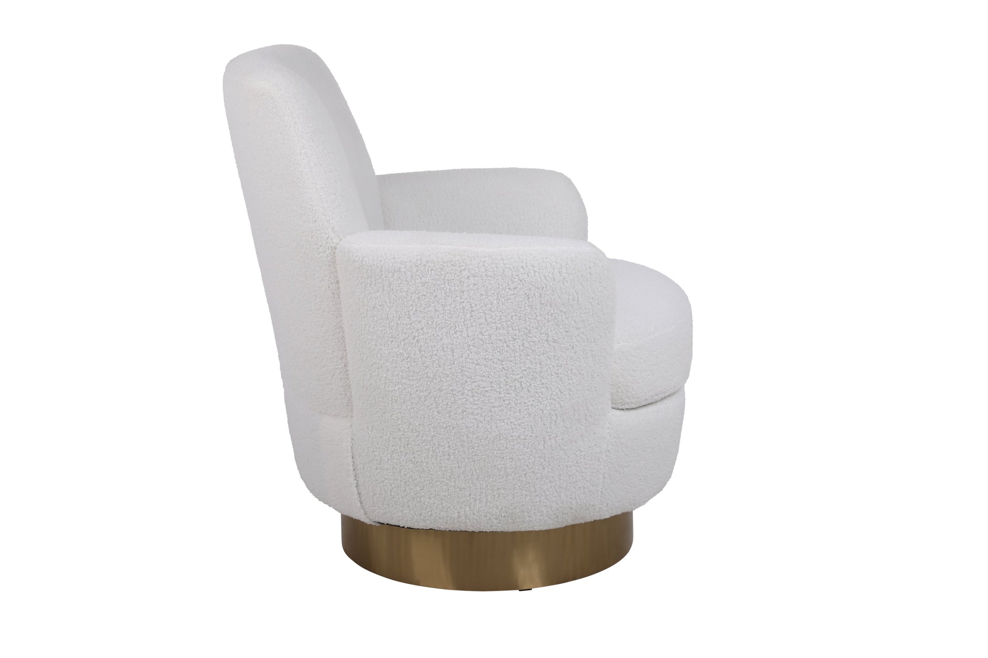 White Velvet Swivel Barrel Chair