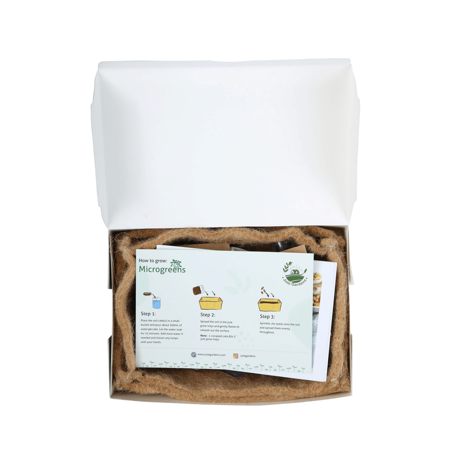 Jute Gardens Microgreen Growing Kit – Basil & Arugula Seeds, Eco-Friendly Indoor Gardening Set