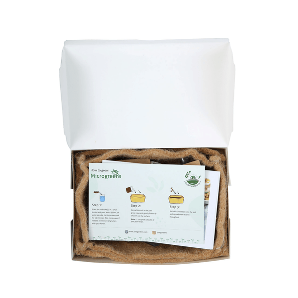 Jute Gardens Microgreen Growing Kit – Basil & Arugula Seeds, Eco-Friendly Indoor Gardening Set