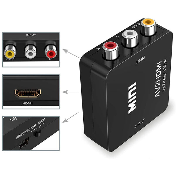 ABLEWE 1080P Mini RCA Composite CVBS Video Audio Converter Adapter