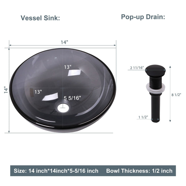 Above Counter Artistic Tempered Glass Bathroom Sink Transparent Counter Top Bathroom Single Bowl Vessel Basin