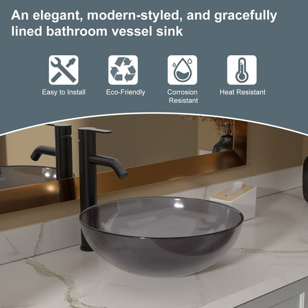 Above Counter Artistic Tempered Glass Bathroom Sink Transparent Counter Top Bathroom Single Bowl Vessel Basin