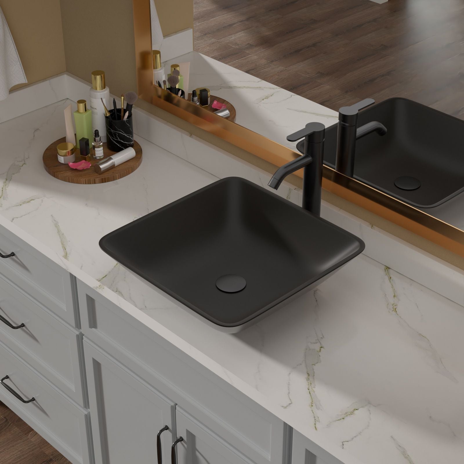 Above Counter Artistic Tempered Glass Bathroom Sink Transparent Counter Top Bathroom Single Bowl Vessel Basin