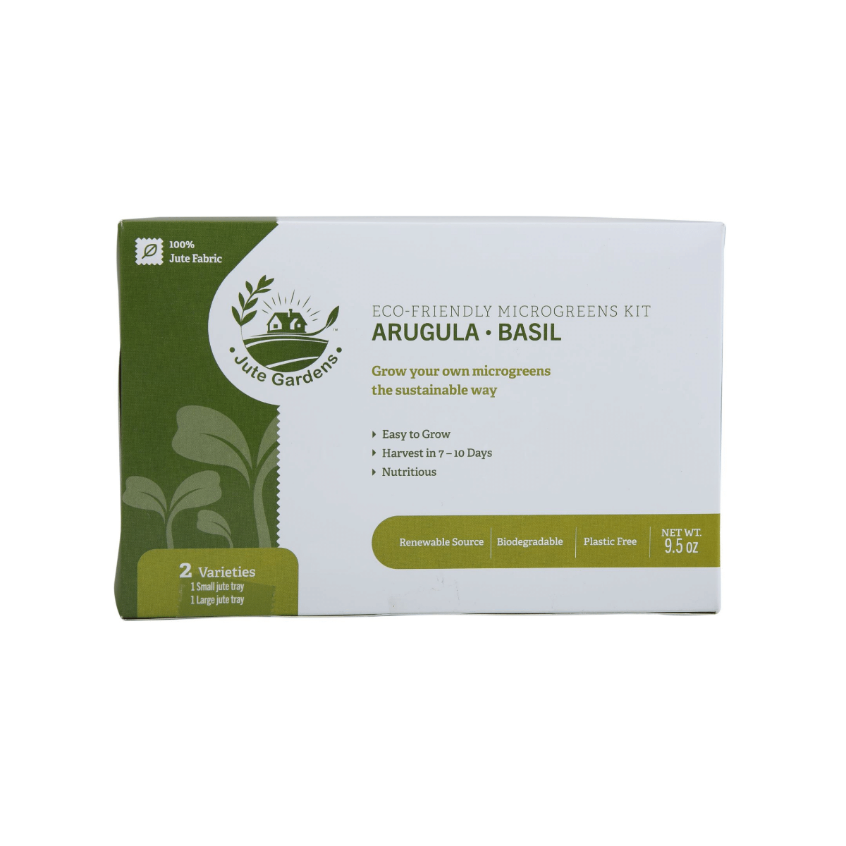 Jute Gardens Microgreen Growing Kit – Basil & Arugula Seeds, Eco-Friendly Indoor Gardening Set