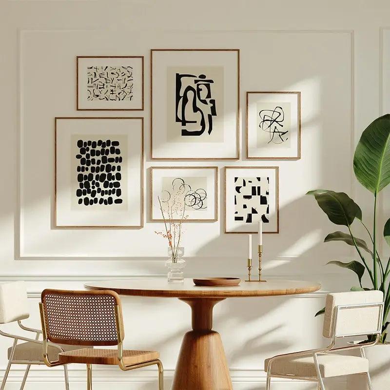 Black Cream Abstract Canvas Set