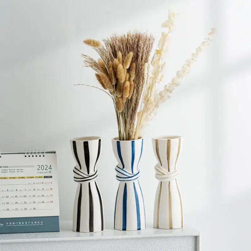 Striped Ceramic Hydroponic Vase