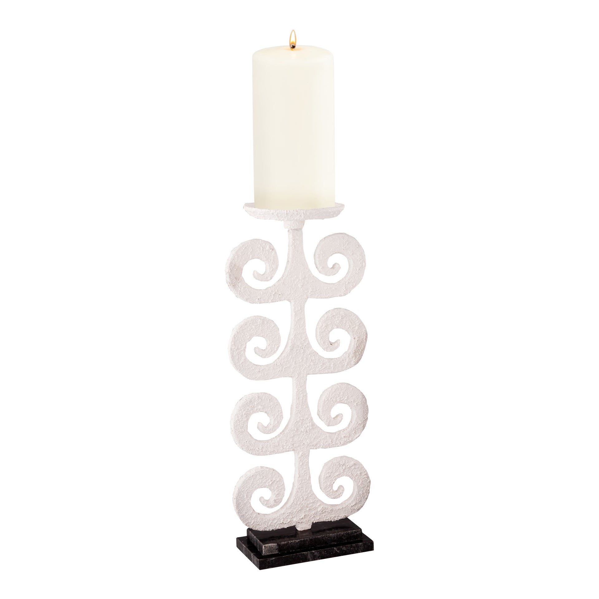 Curled Fern Candleholder - White