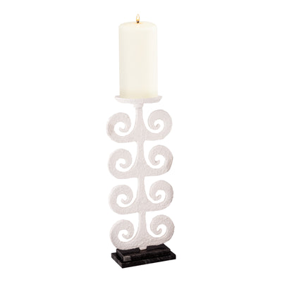 Curled Fern Candleholder - White