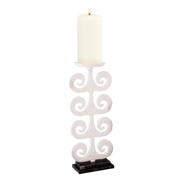 Curled Fern Candleholder - White