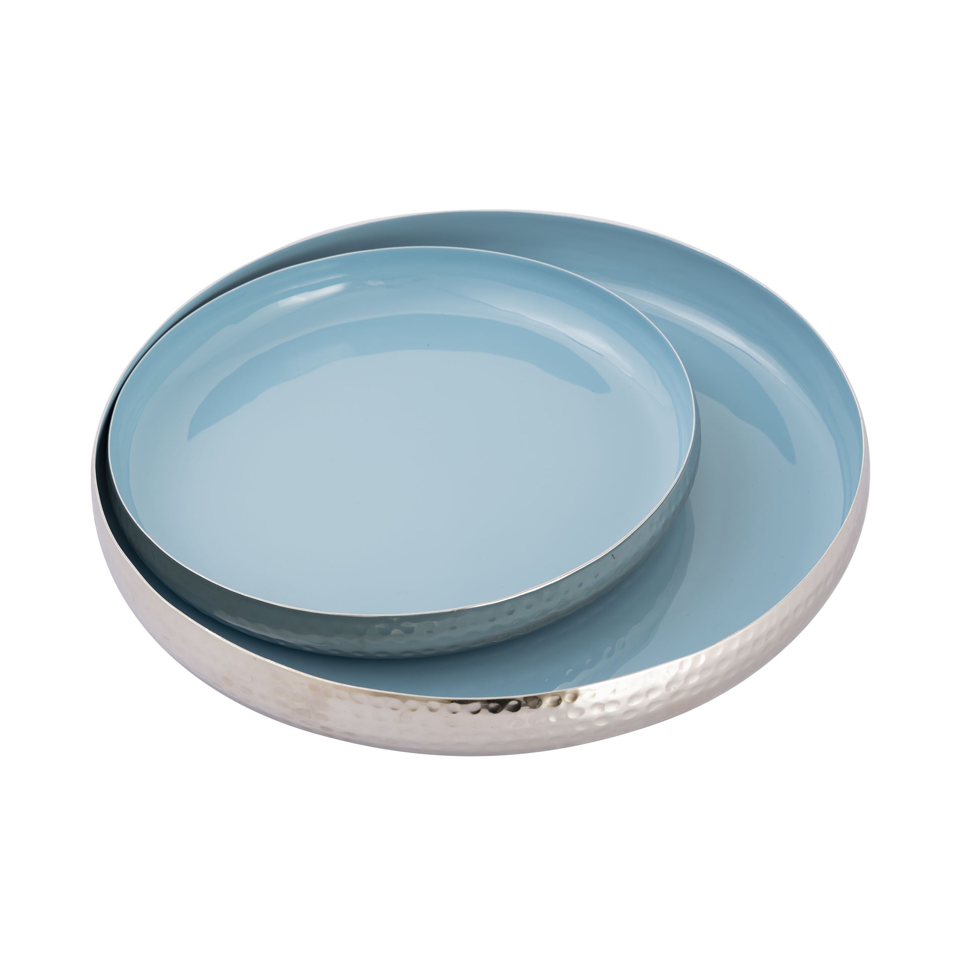 Nelson Tray - Set of 2 Light Blue Enamel