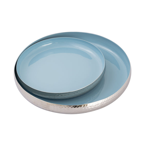 Nelson Tray - Set of 2 Light Blue Enamel