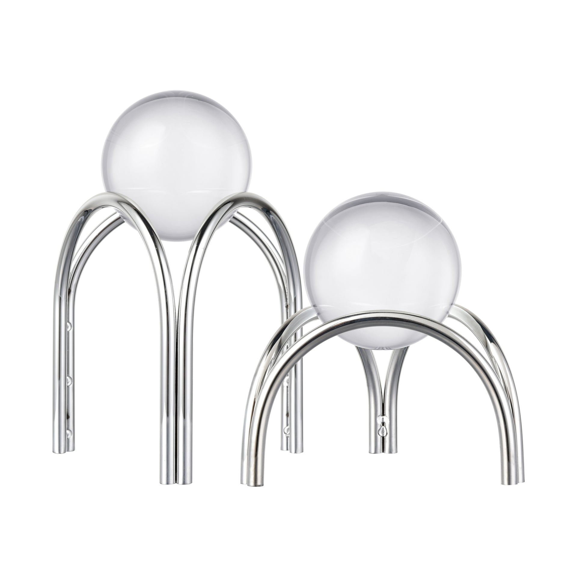Sibyl Orb Stand - Set of 2 Silver