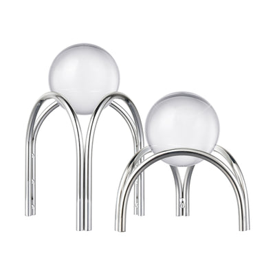 Sibyl Orb Stand - Set of 2 Silver