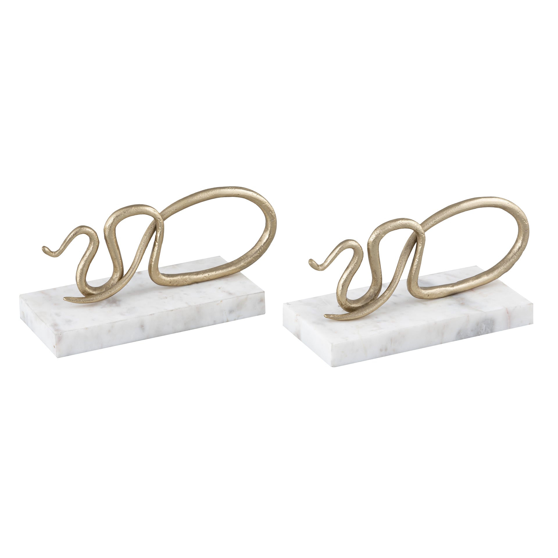Snake Bookend - Set of 2 Polished Brass