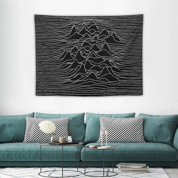 Black And White Illustration - Sound Wave Graphic  - Black Tapestry