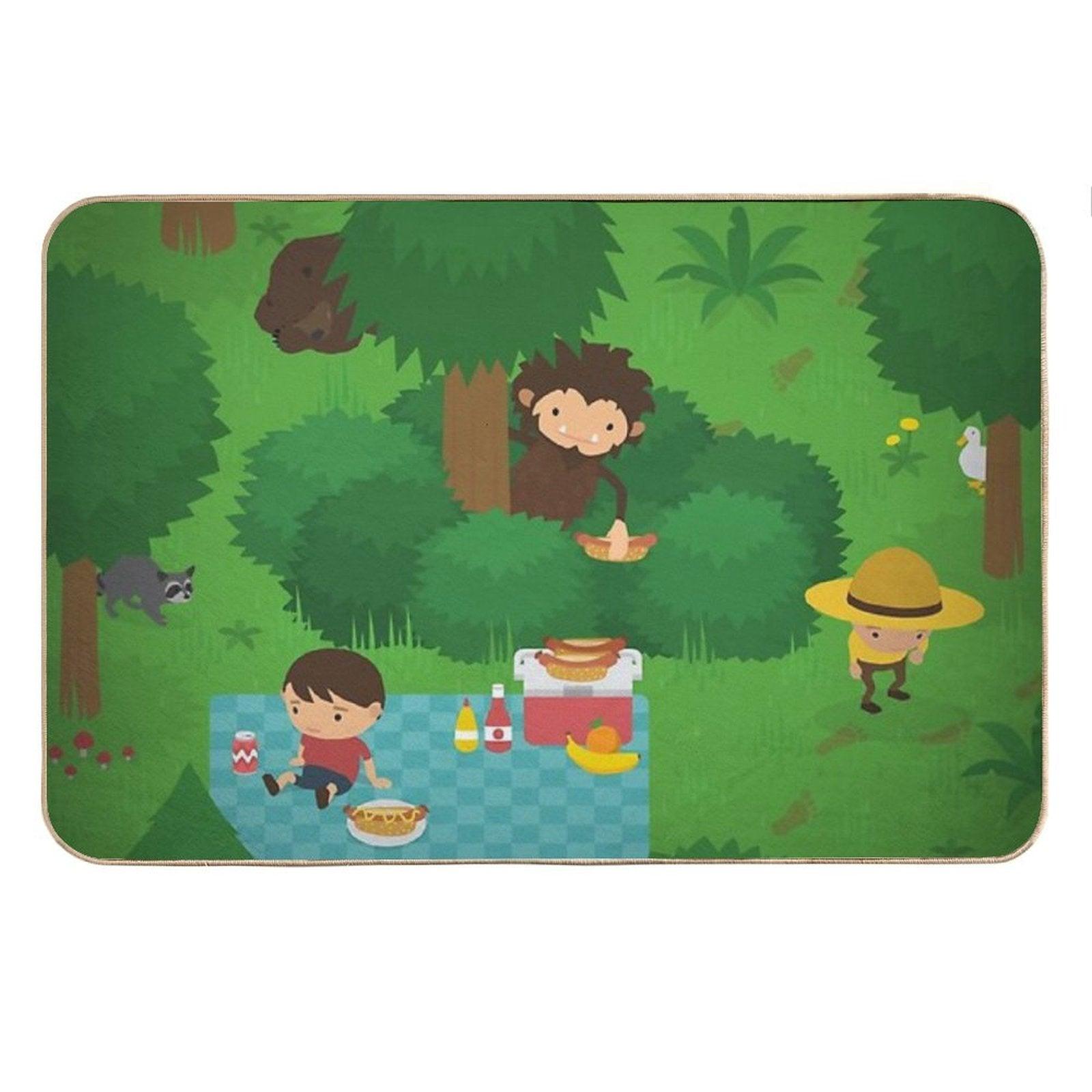 Sneaky Sasquatch Picnic Bath Mat