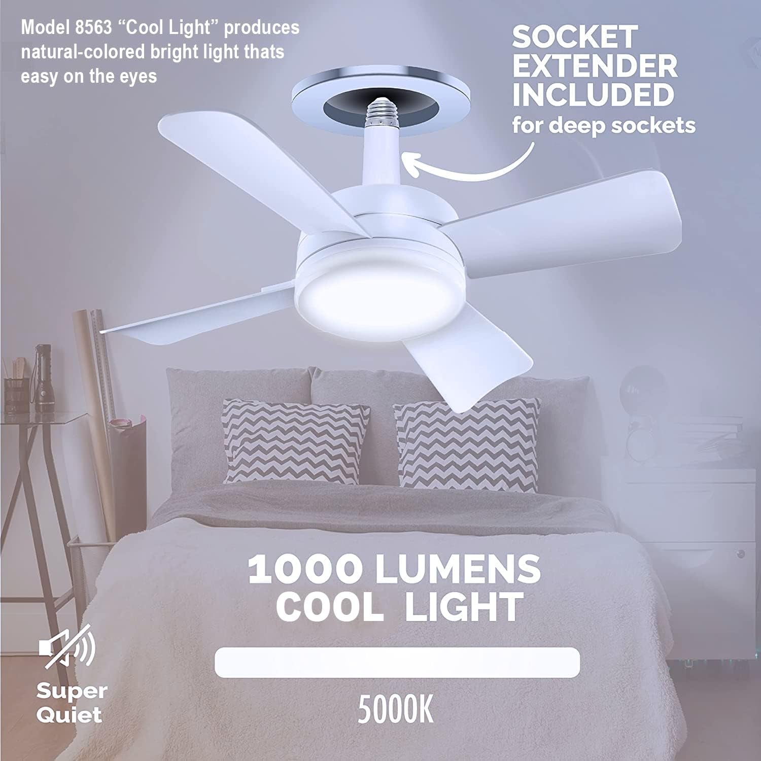 Bell+Howell Socket Breeze Modern Ceiling Fans with LED Lights, 10