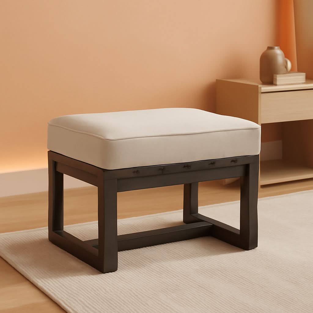 Natural Cedar Outdoor Patio Ottomans Removable Cushions