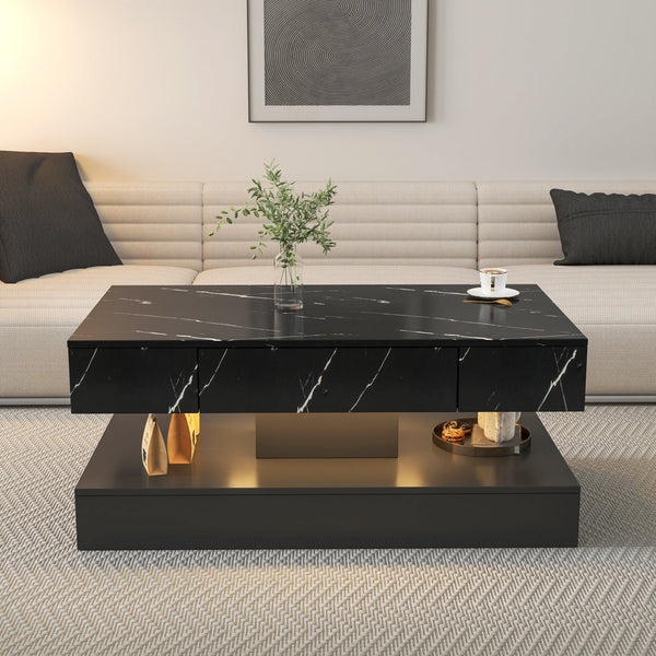 Modern LED Coffee Table with Ambient Lighting for Living Room Contemporary Furniture