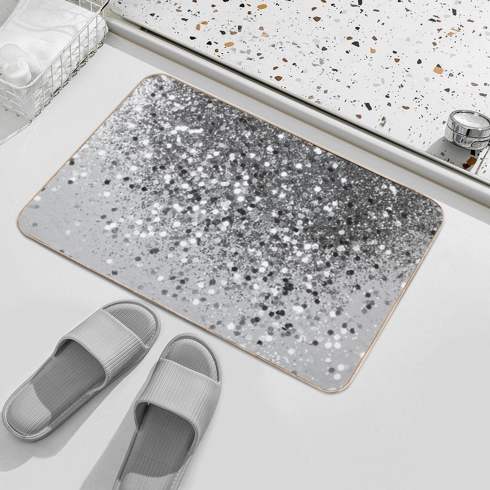 Soft Silver Gray Glam #1 (Photo of Glitter Only - Not Reflective) Bath Mat