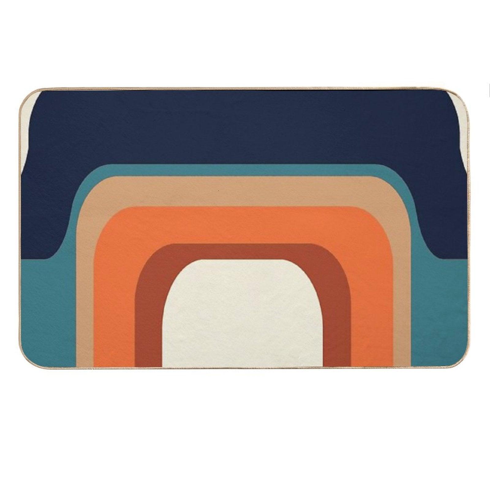 Mid-Century Modern Meets 1970s Orange And Blue Rainbow Bath Mat