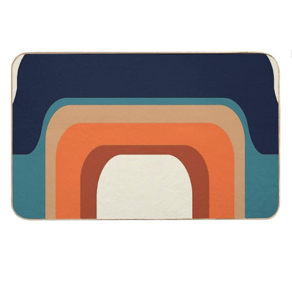 Mid-Century Modern Meets 1970s Orange And Blue Rainbow Bath Mat