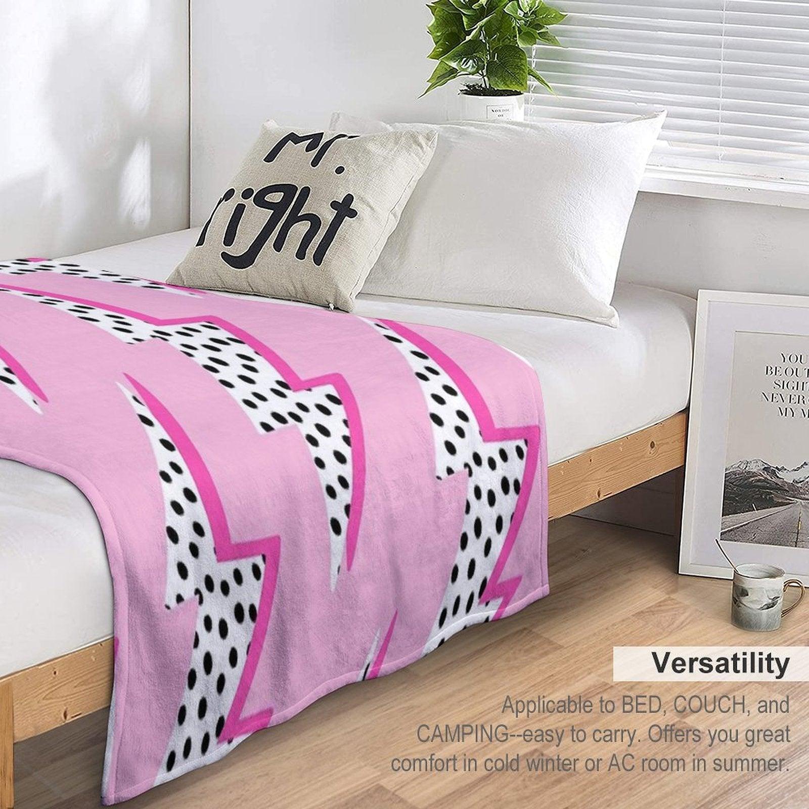 Pink Lightning Bolt Throw Blanket