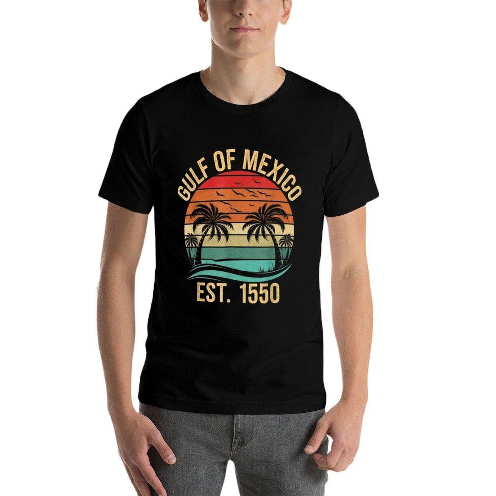 Gulf of Mexico Women Est 1550 Retro Vintage Beach  Ribbed Collar T-Shirt