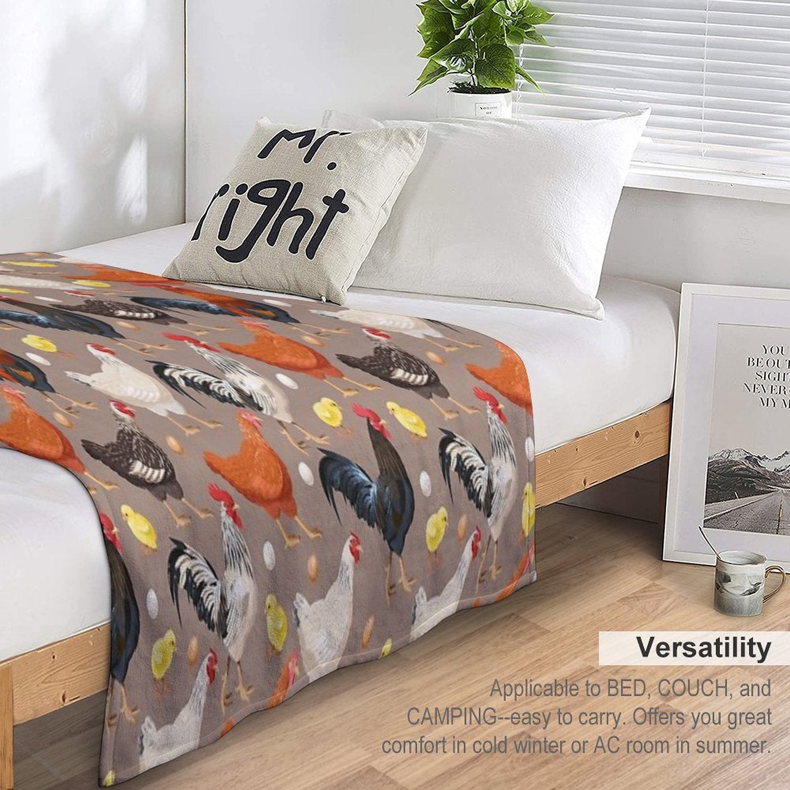 Chicken Colorfull Pattern All-season Throw Blanket