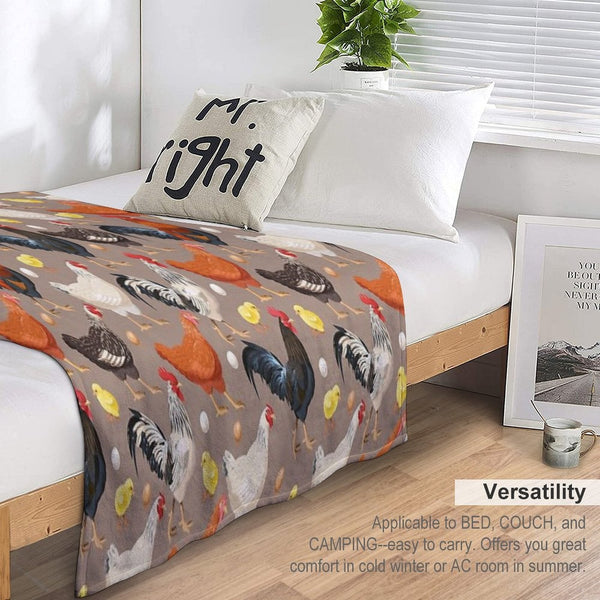 Chicken Colorfull Pattern All-season Throw Blanket